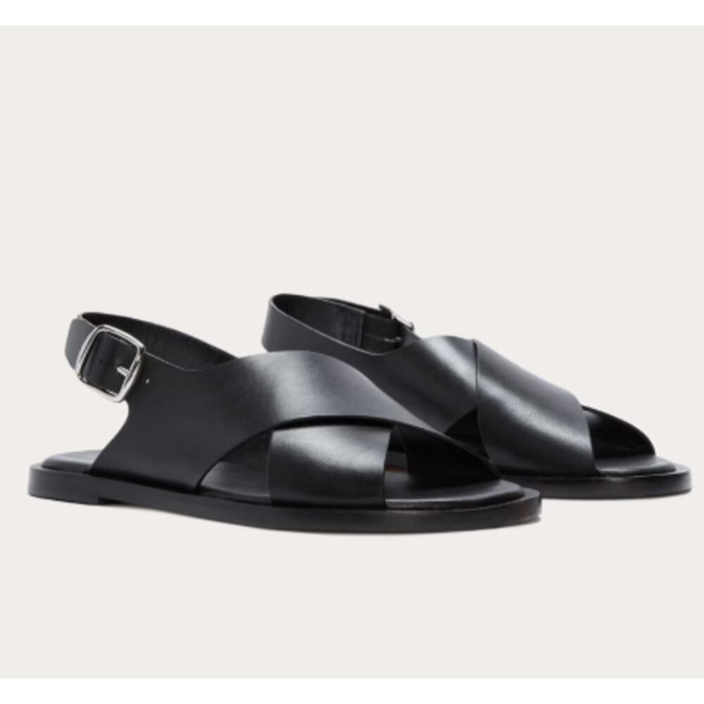 Everlane The City Crossover Sandal Black Leather Size 5 New without Box - Picture 3 of 12
